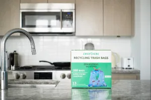 13 Gallon Recycling Trash Bags, 200 Count Drawstring Tall Kitchen Garbage Bags, Pre-Separated, Unscented, Ultra Strong, Leakproof, Sturdy, Translucent Blue
