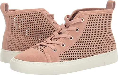 1.State Dulcia Blush Suede Perforated White Sole LaceUp High-Top Fashion Sneaker