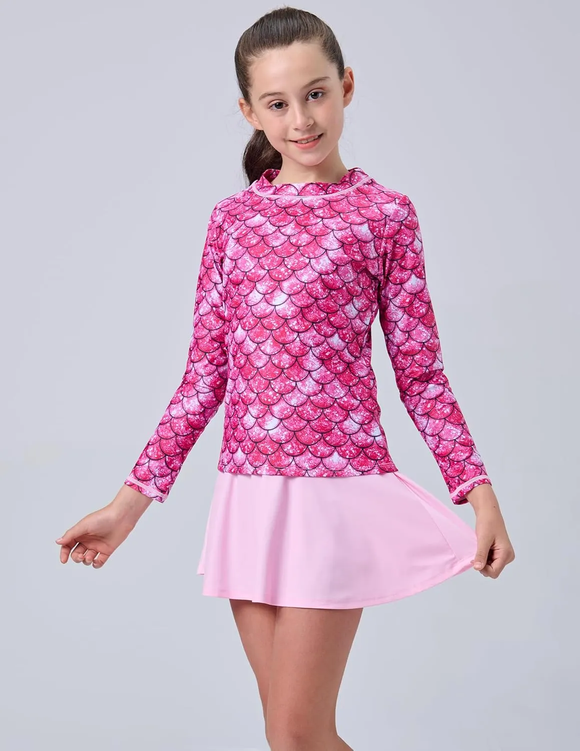 2 Pack: Girls Rash Guard Two Piece Bathing Suit Long Sleeve Swimsuit - Toddler Swimwear with Skirts Shorts 3T-12Y