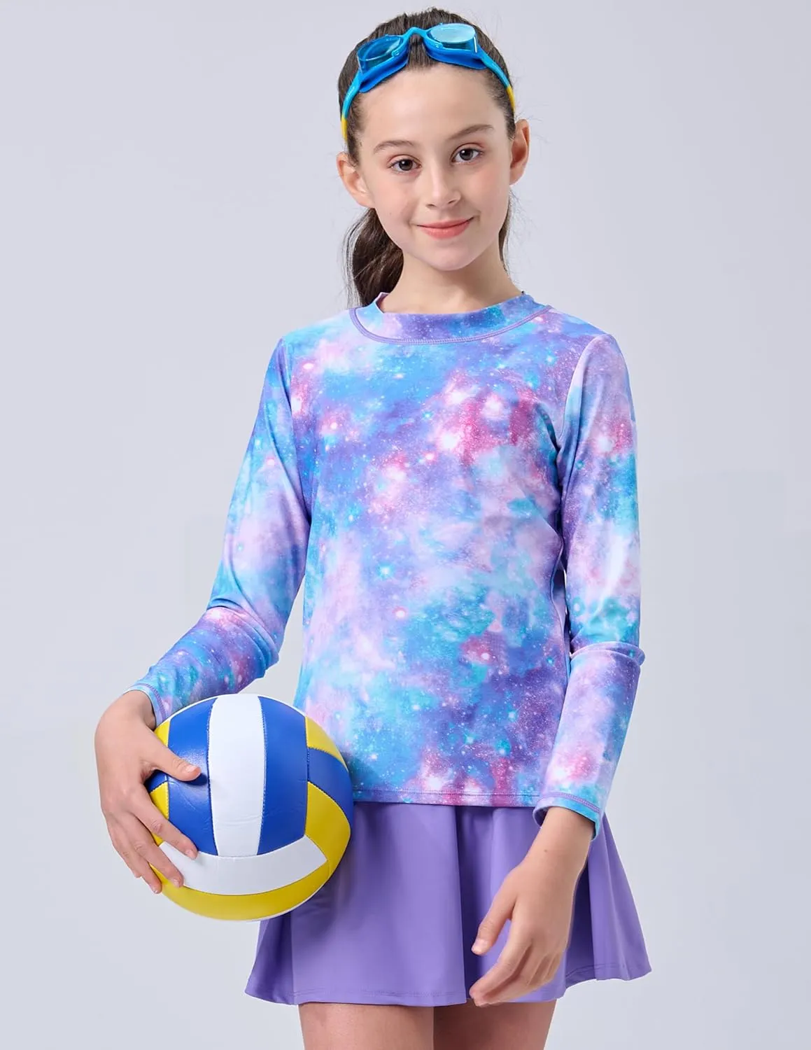 2 Pack: Girls Rash Guard Two Piece Bathing Suit Long Sleeve Swimsuit - Toddler Swimwear with Skirts Shorts 3T-12Y