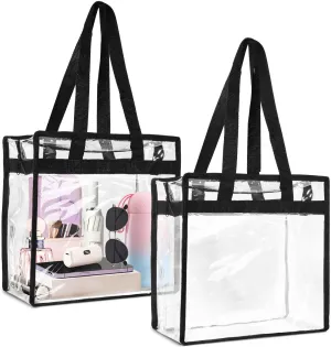 2 Pack Large Clear Stadium Approved Bags Plastic Tote Bags with Zippers and Handles for Concerts, Sporting Events, Gym