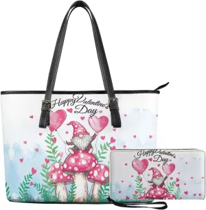 2Pcs Tote Bags Set Saddle Bags Satchel Bags for Women with Shoulder Strap Wallet Women Wristlet