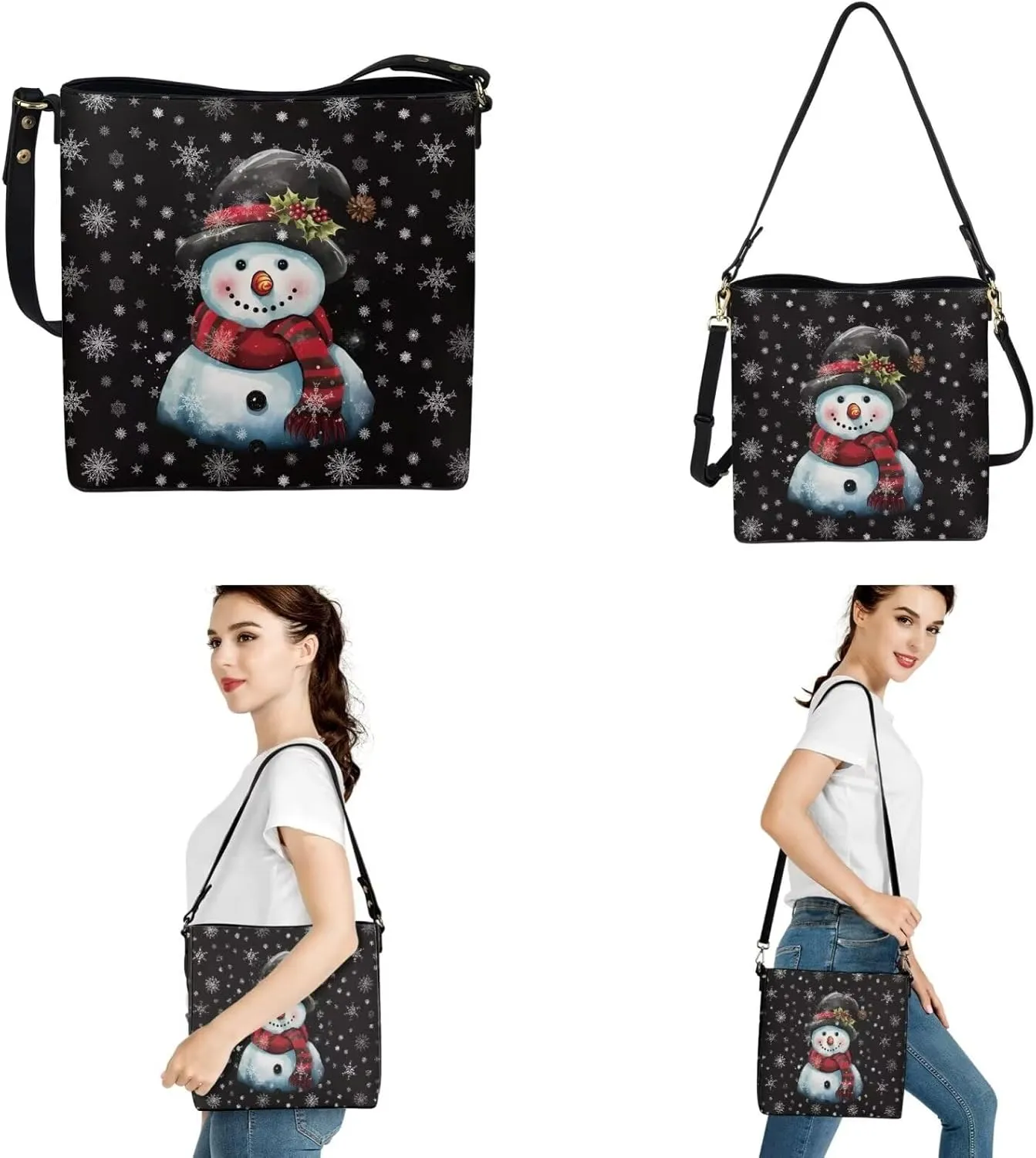 3Pcs Tote Bags Set Saddle Bags Satchel Bags for Women Wristlet Purses for Women Key Holder