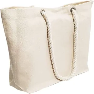 42 Pack Wholesale Canvas Tote Bags with Rope Handles - Beach Bags, Wedding Welcome Gift Bags, Blank Plain Tote Bags for DIY