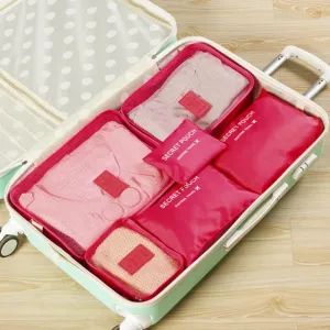 6pcs Travel Organizer Storage Bags Portable Travel Suitcases Organizer Travel Bag for Women Luggage Organizer Clothes Shoes Bag, Medium, Rose Red
