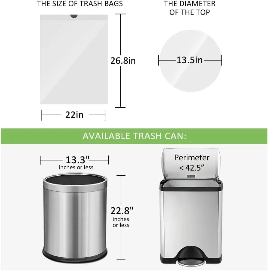 8 Gallon 110 Counts Strong Drawstring Trash Bags Garbage Bags by RayPard, Medium Trash Bags fit 30 Liter Trash Can for Home Office Kitchen Bathroom Bedroom, White Waste Basket Liners