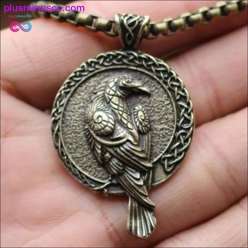 Antiquing Double sided Rune Norse Talisman Viking Raven