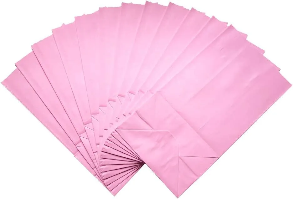 Artseen Self stand Party Favor Paper Bags for Party Celebration Treated Paper Bags 5.10X3.10X9.4 inches(24 CT) (Pink)