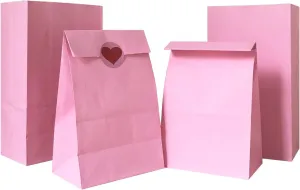 Artseen Self stand Party Favor Paper Bags for Party Celebration Treated Paper Bags 5.10X3.10X9.4 inches(24 CT) (Pink)