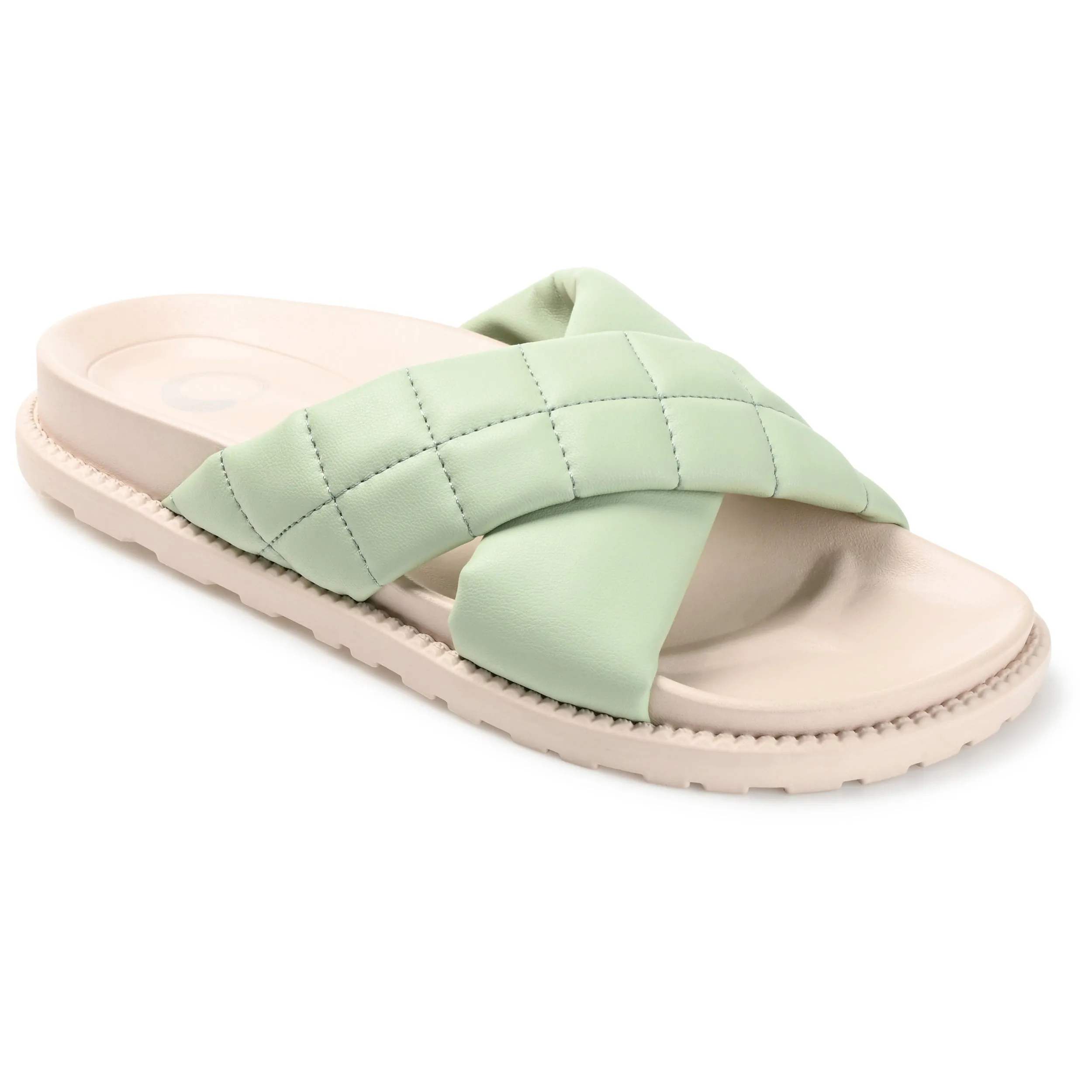 AVEENA SLIDE SANDALS IN FAUX LEATHER