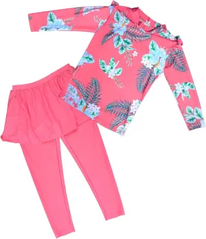 Baby Girls Two Piece Swimsuit Top and Pant UPF 50  Sun Protection Long Sleeve Swimwear Bathing Suit