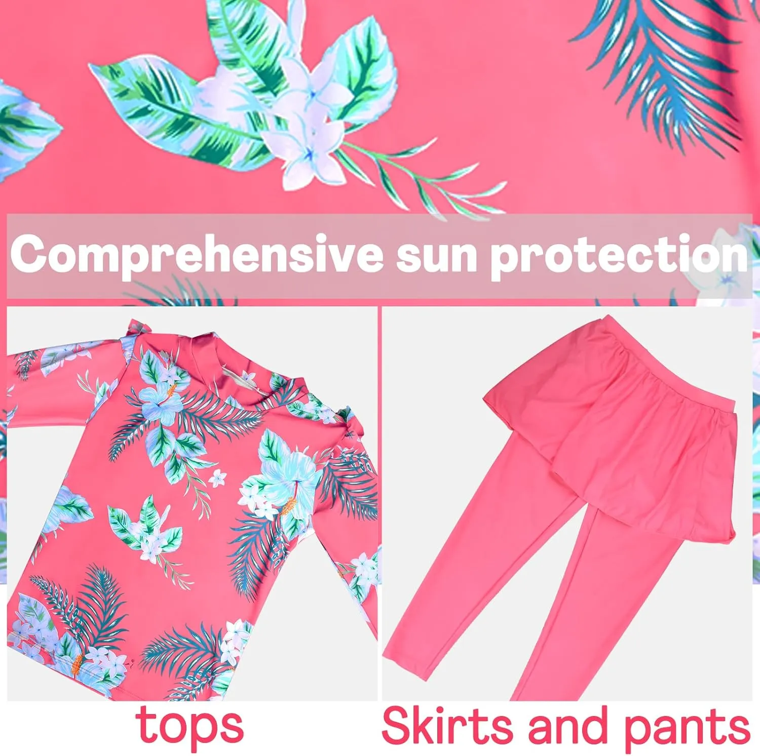 Baby Girls Two Piece Swimsuit Top and Pant UPF 50  Sun Protection Long Sleeve Swimwear Bathing Suit