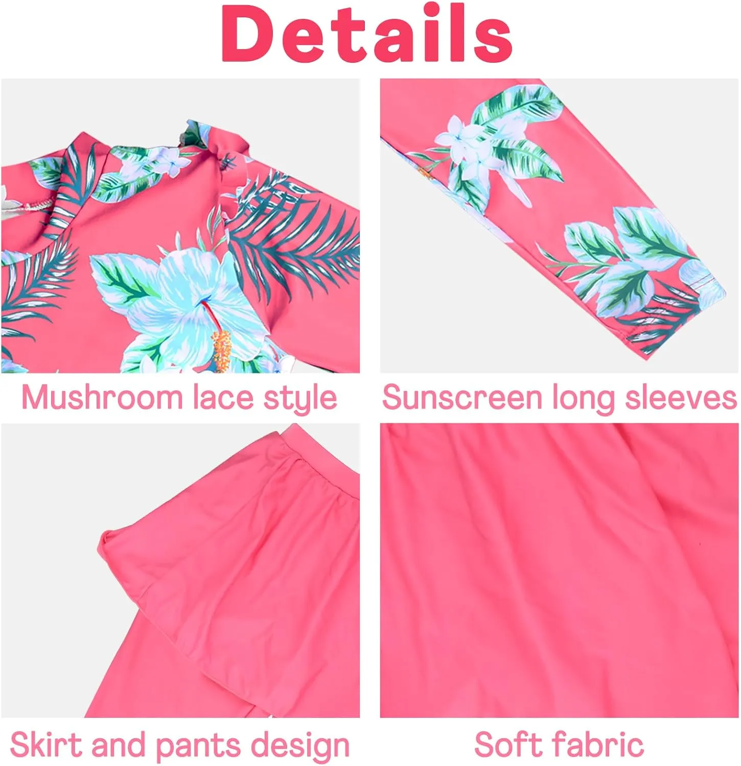 Baby Girls Two Piece Swimsuit Top and Pant UPF 50  Sun Protection Long Sleeve Swimwear Bathing Suit