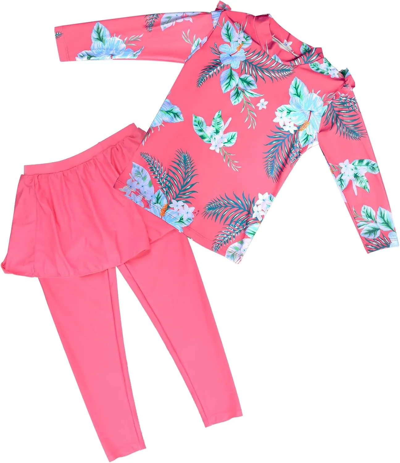Baby Girls Two Piece Swimsuit Top and Pant UPF 50  Sun Protection Long Sleeve Swimwear Bathing Suit