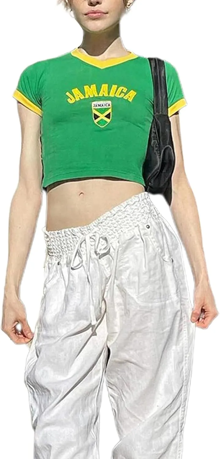 Baby Tees for Women Y2k Graphic Crop Tops Teen Girl Aesthetic Short Sleeve Slim Fit T Shirt Cute Summer Clothing