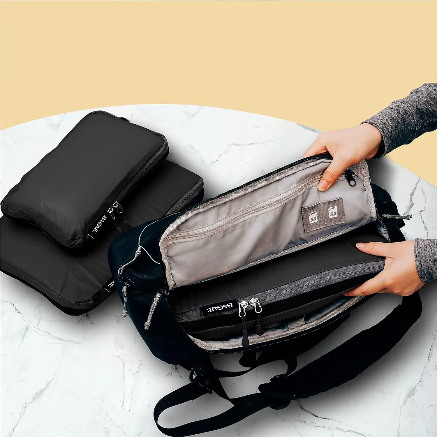 BAGAIL 5 Set/6 Set Ultralight Compression Packing Cubes Travel Accessories Expandable Packing Organizers