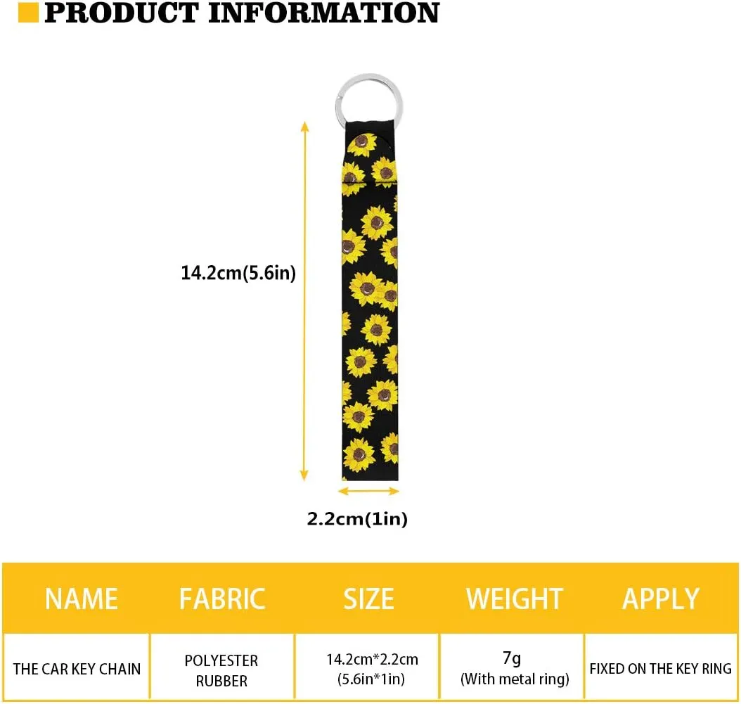 Binienty Car Keychain Accessories Wristlet Durable Fabric Stylish Bracelet with Metal Ring for Women Men