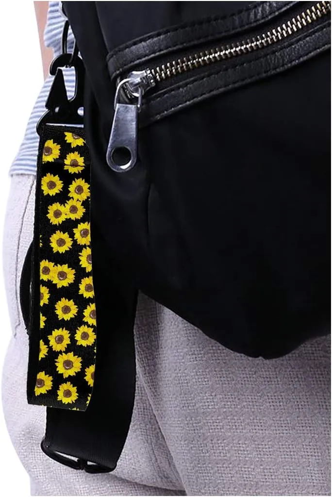 Binienty Car Keychain Accessories Wristlet Durable Fabric Stylish Bracelet with Metal Ring for Women Men