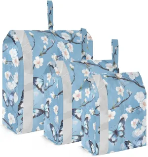 Blue Butterflies Flowers Packing Cubes for Travel 3 Set Compression Bag Luggage Accessories for Luggage