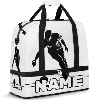 Bowling Ball Custom Foldable Duffle Bag with Shoes Compartment Ball Player Personalized Large Capacity Waterproof Travel Weekender Bag Overnight Bag for Sports Gym