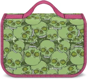 Camouflage Skull Toiletry Bag with Hanging Hook Large Cosmetic Bags Detachable Makeup Pouch Bathroom Accessories