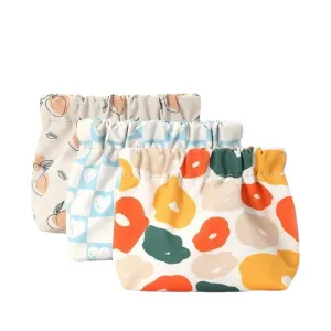 Canvas Makeup Bags Cosmetic Bag for Women Travel Toiletry Bag Accessories Organizer (Beige Blue Orange)