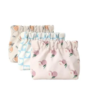 Canvas Makeup Bags Cosmetic Bag for Women Travel Toiletry Bag Accessories Organizer (Beige Blue Pink)