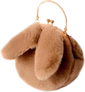 Canvas Tote Bag Cute Rabbit Puffer Bags Outdoor Round Cat Ear Plush Shoulder Bag Casual Shopping Messenger Bag