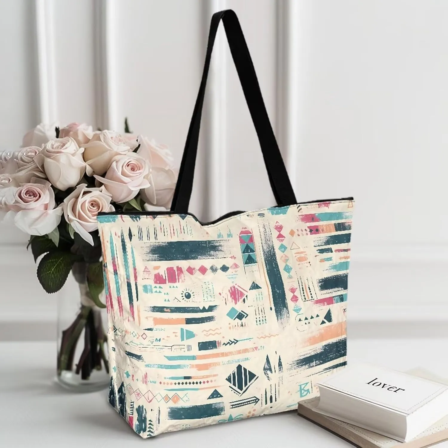Cartoon Animal Puppy Cat Paper Tote Bags, Halloween Skull Gothic Spider Web Handbag, Aesthetic Art Commute Bag