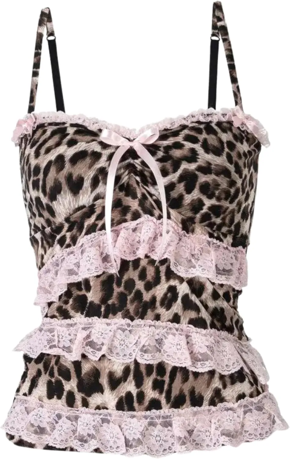 Cheetah Tops Grunge 2000s Emo Floral Cropped Top Spaghetti Strap Tops Y2k Leopard Print Vintage Camisole