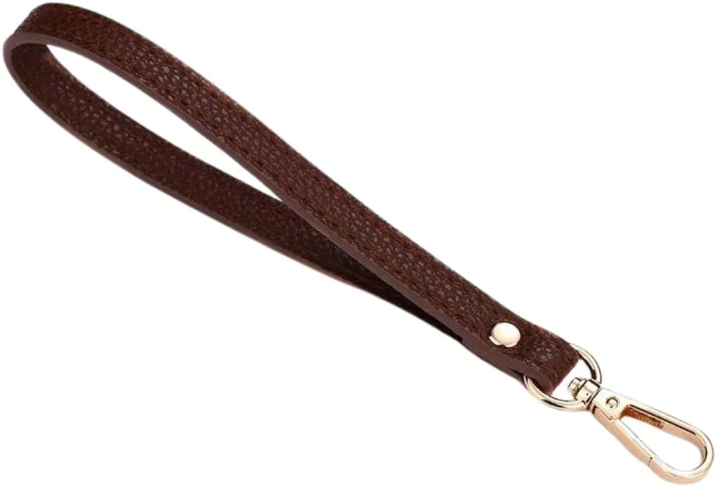 Chic Vegan Leather Short Wristlet Strap Gold Hook Clasp Chain Purse Accessories Handbag Clutch Wallet