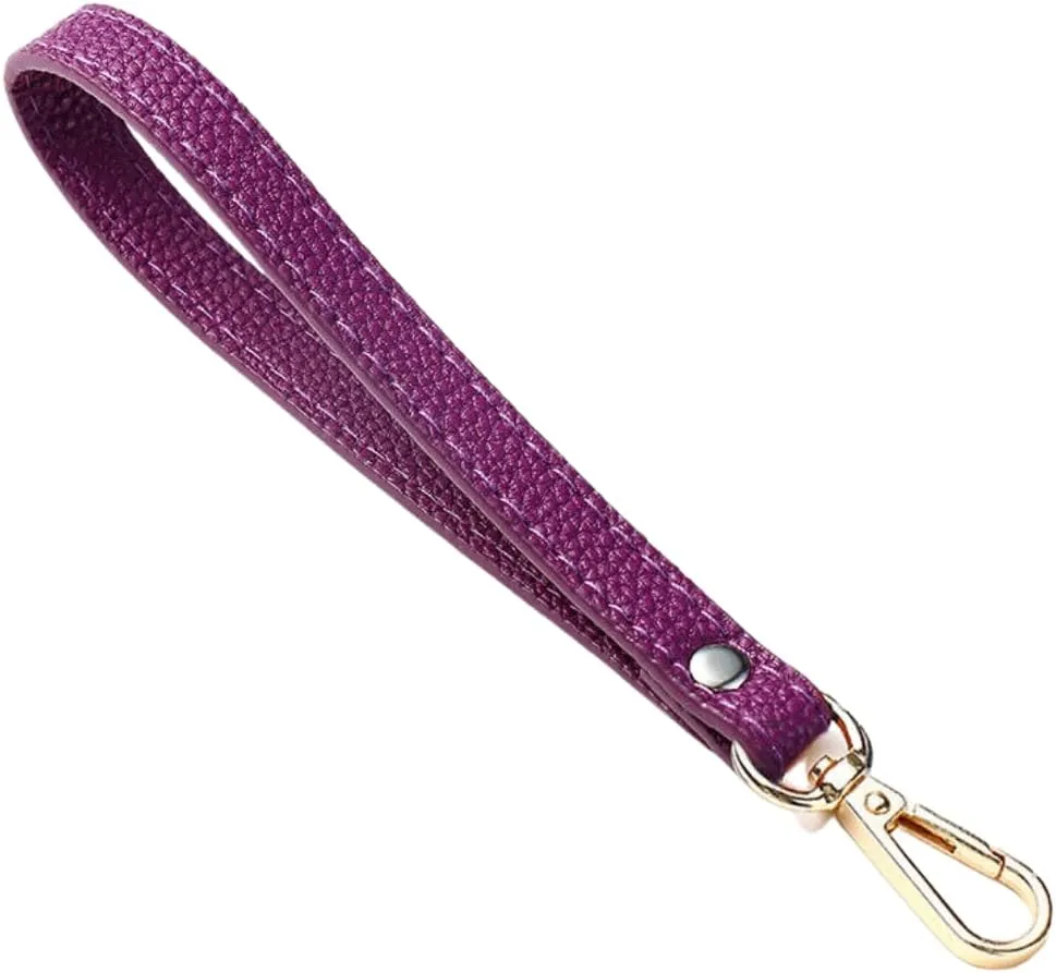 Chic Vegan Leather Short Wristlet Strap Gold Hook Clasp Chain Purse Accessories Handbag Clutch Wallet