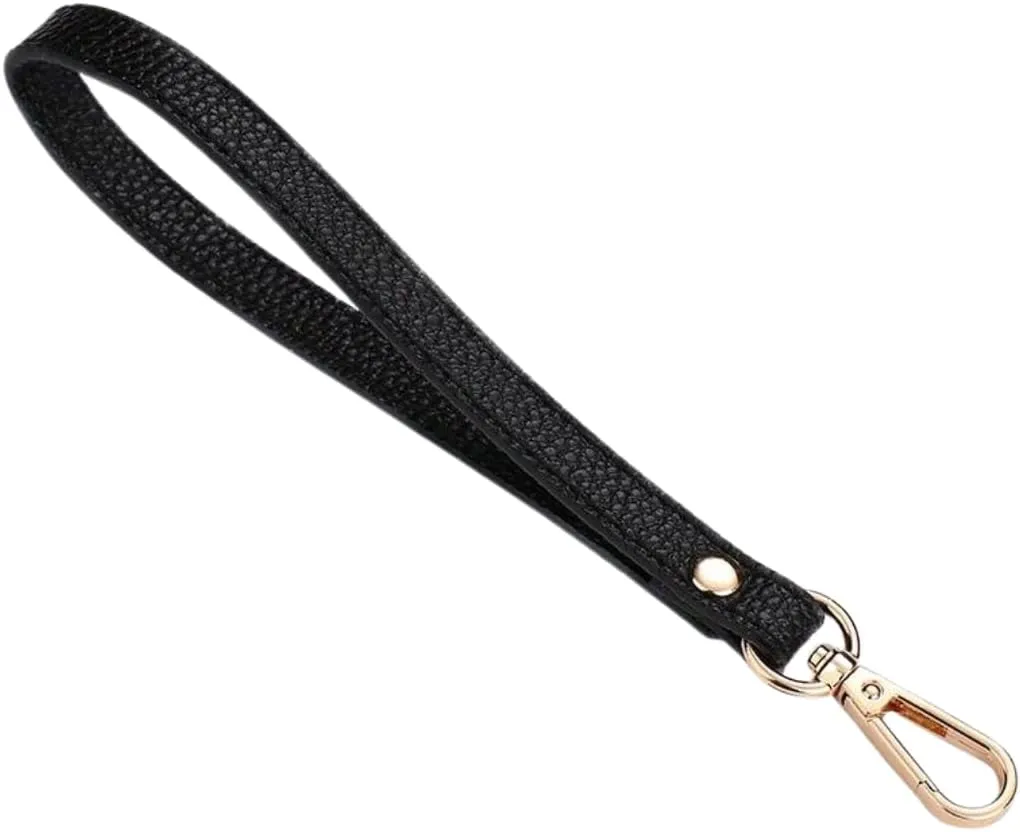 Chic Vegan Leather Short Wristlet Strap Gold Hook Clasp Chain Purse Accessories Handbag Clutch Wallet