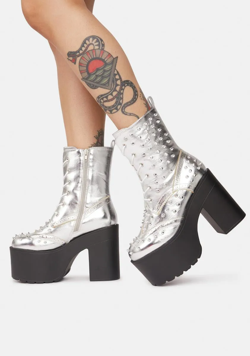 Chrome Dangerous Road Spiked Platform Boots