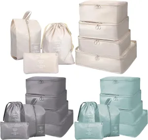 Chumia 21 Set Packing Cubes Travel Luggage Suitcases Organizer Bags Traveling Trip Essentials Cubes with Toiletry Shoes Bag(Beige, Gray, Lake Blue)