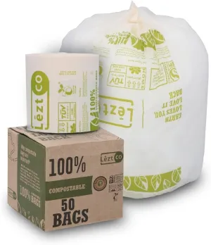 Compostable Garbage Bags | 13 Gallons, 50 Count, 31.5" x 23.6" | Waste Disposal bags for Kitchen | Plant-Based Star Saled Bags | Indoor & Outdoor | Food Scrap Waste Bags