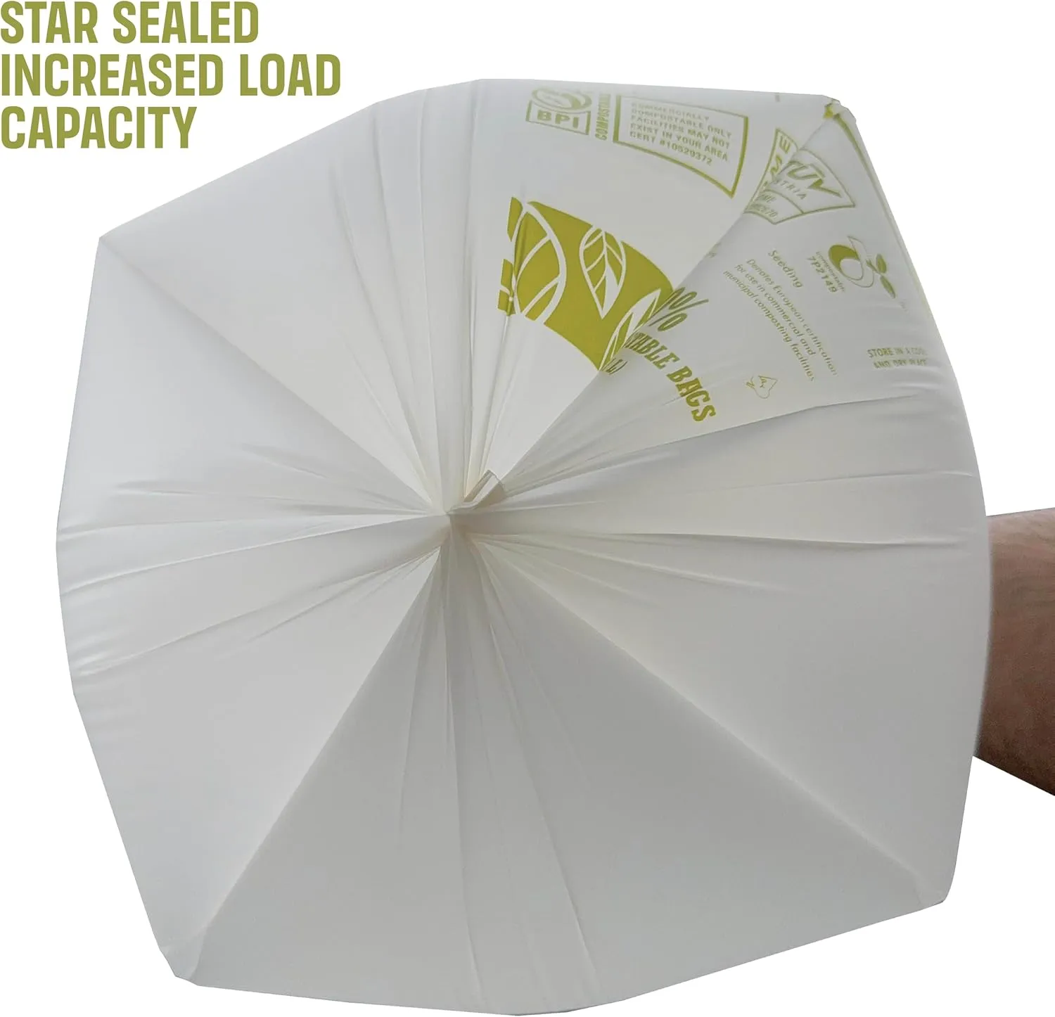 Compostable Garbage Bags | 13 Gallons, 50 Count, 31.5" x 23.6" | Waste Disposal bags for Kitchen | Plant-Based Star Saled Bags | Indoor & Outdoor | Food Scrap Waste Bags