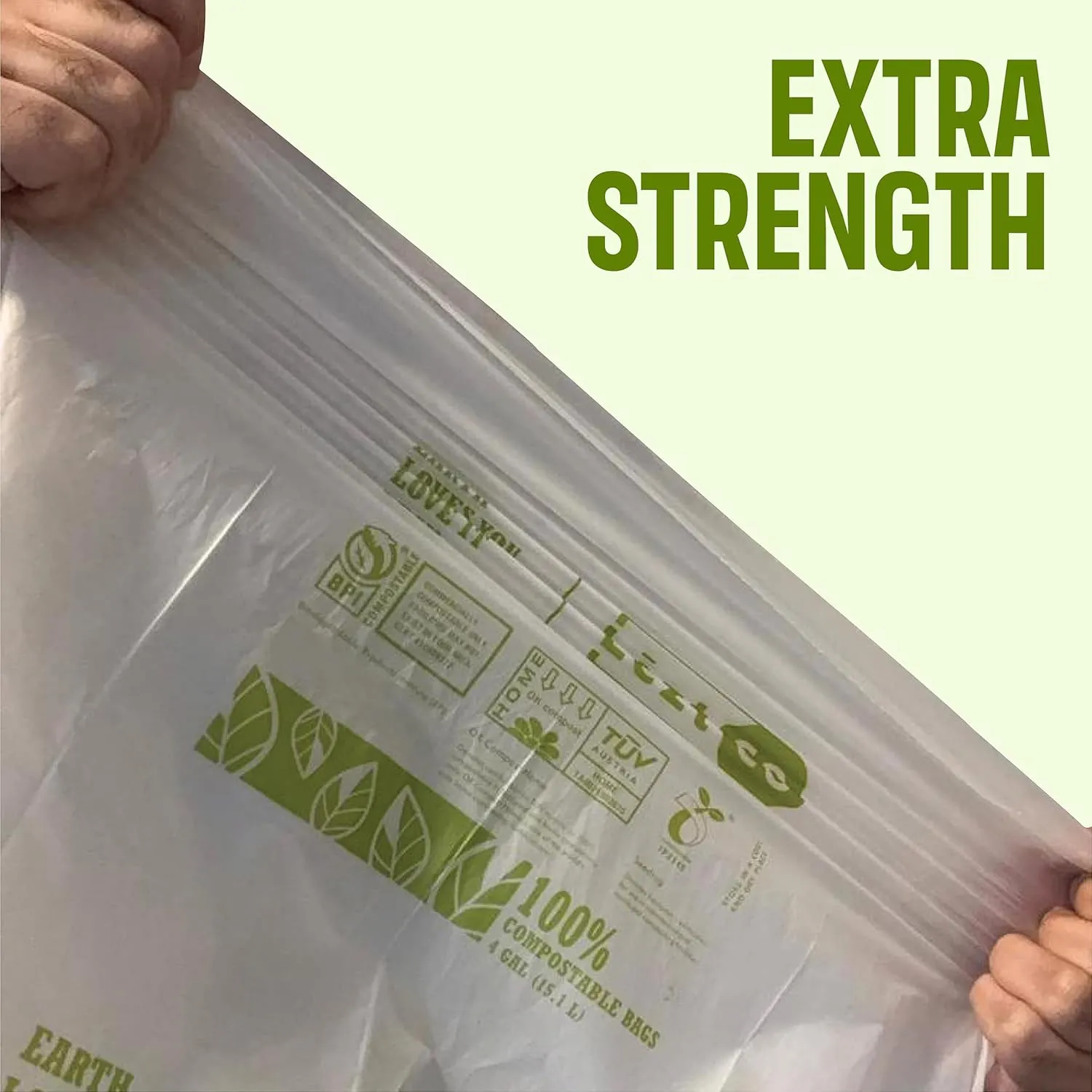 Compostable Garbage Bags | 13 Gallons, 50 Count, 31.5" x 23.6" | Waste Disposal bags for Kitchen | Plant-Based Star Saled Bags | Indoor & Outdoor | Food Scrap Waste Bags