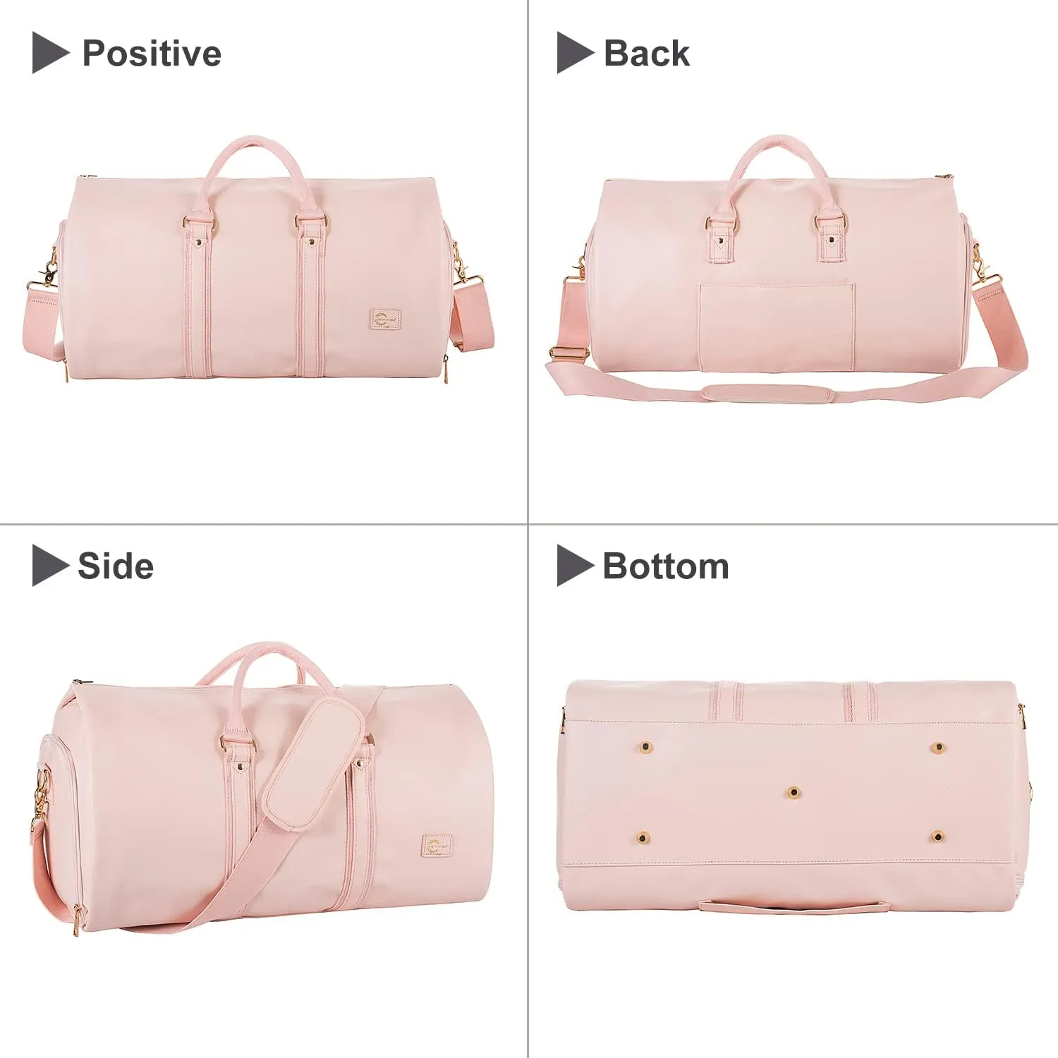Convertible Carry on Garment Bag for Women,Leather Garment Bags for Travel with Shoe Pouch 2 in 1 Hanging Suitcase Suit Bag for Women Travel Bags for Women Duffle Bag Garment Bag Gifts for Women Pink