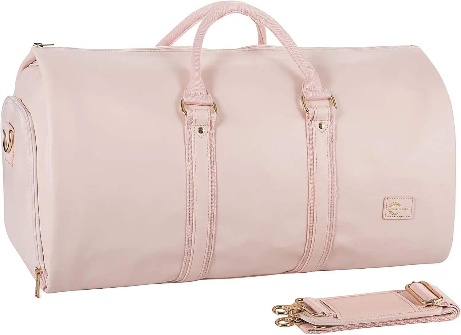 Convertible Carry on Garment Bag for Women,Leather Garment Bags for Travel with Shoe Pouch 2 in 1 Hanging Suitcase Suit Bag for Women Travel Bags for Women Duffle Bag Garment Bag Gifts for Women Pink