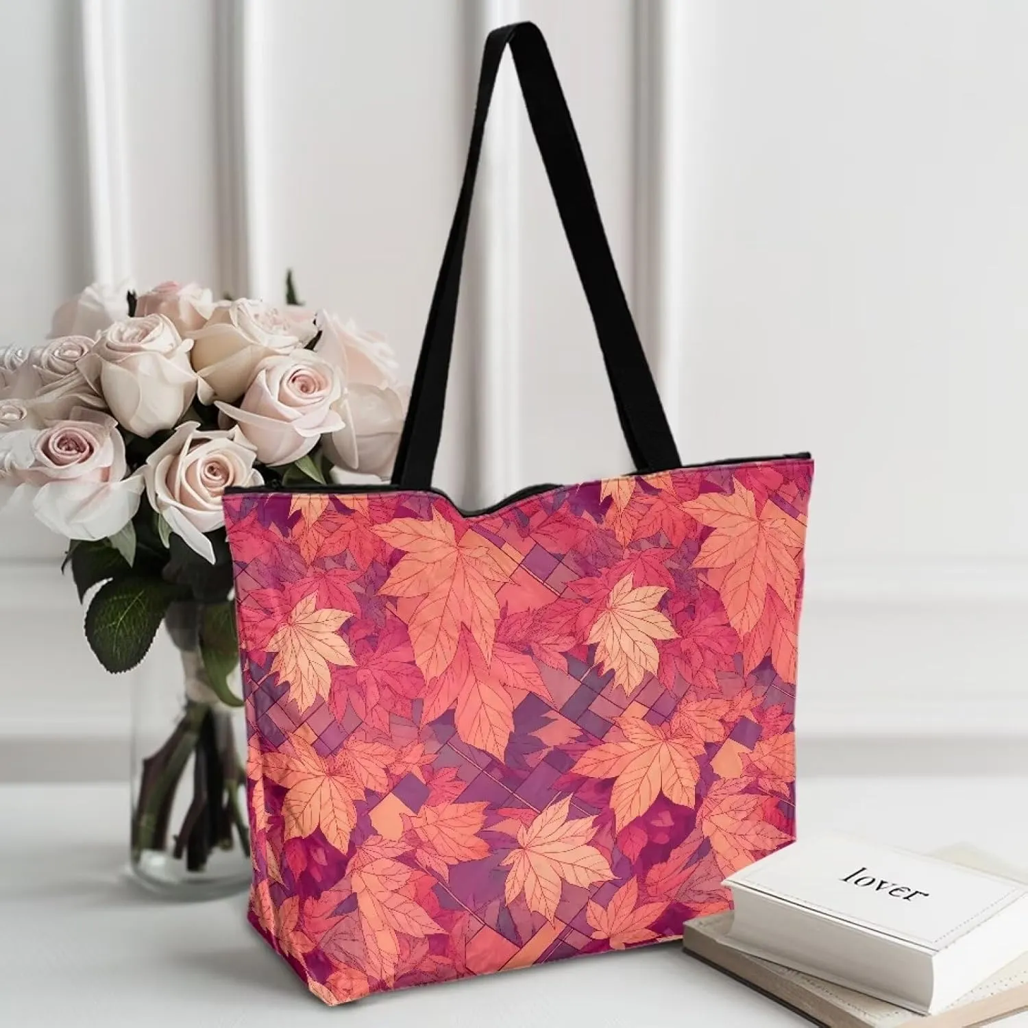 Corgi Dog Foldable Tote Bags, Daisy Flower Plum Blossom Handbag, Ethnic Tribal Stripe Reusable Paper Commute Bag