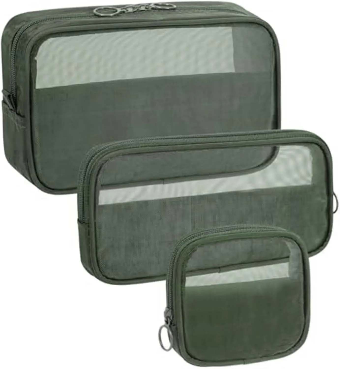 Cosmetic Bags, Makeup Bag Set 3Pcs Breathable Mesh Makeup Bag 3 Sizes Cosmetic Bags Visible Diaper Bag Organizer Portable Travel Pouches for Toiletries Purse Diaper