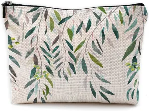 Cottagecore Watercolor Tropical Plants Green Leaves Greenery Makeup Bag Cosmetic Bags with Zipper Pouch Travel Toiletry Case,Gifts for Women Girls