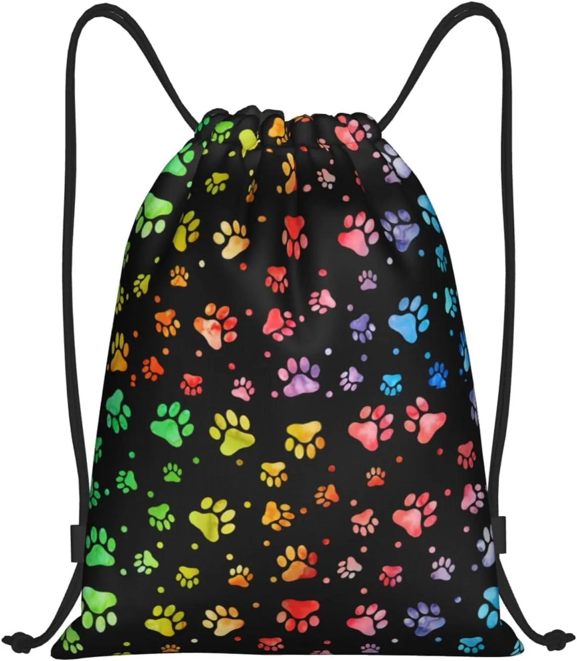 Cute Dog Paw Print Drawstring Backpack Adjustable Bag Sackpack Paws Bags for Gym Shopping Sport Yoga