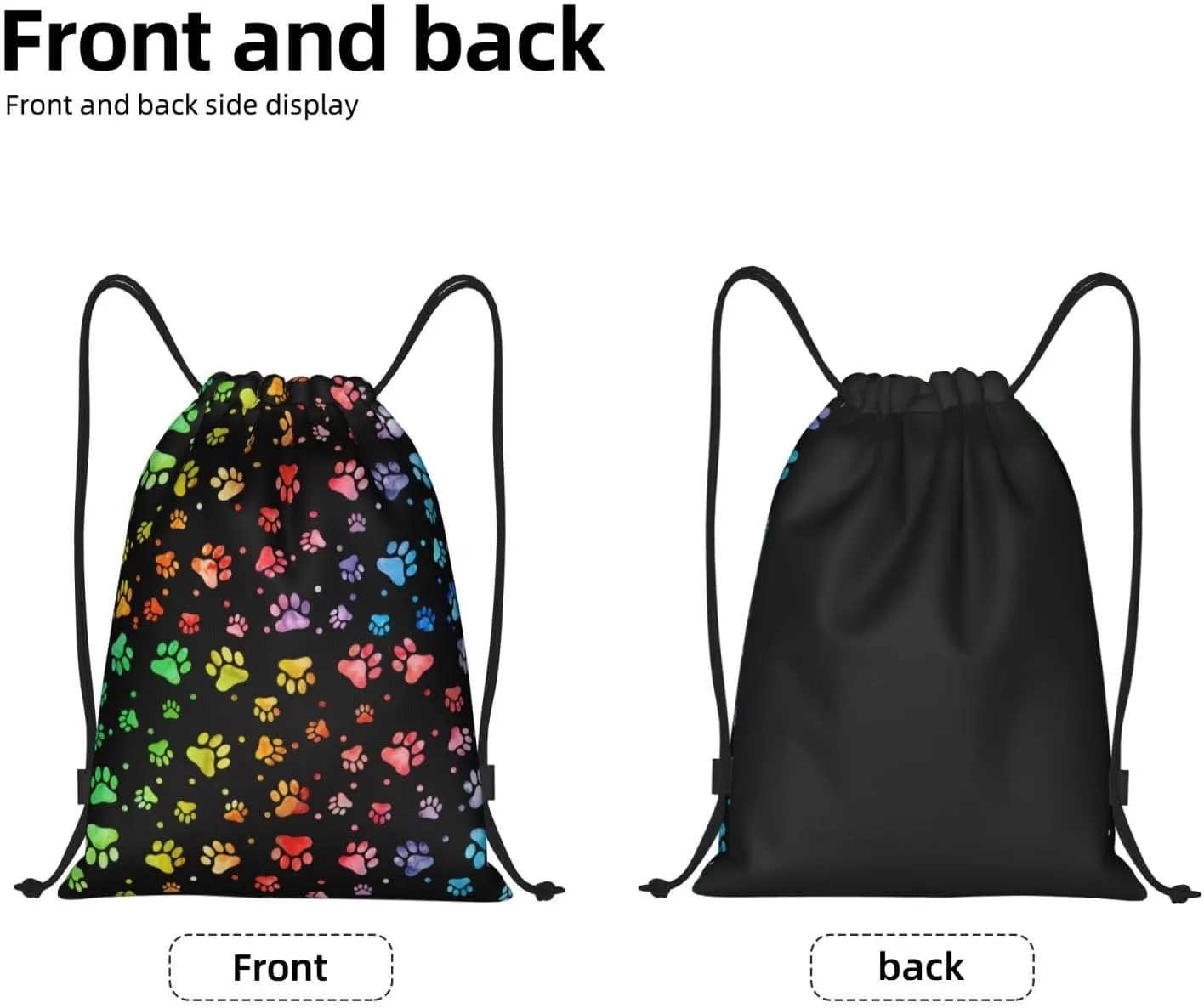 Cute Dog Paw Print Drawstring Backpack Adjustable Bag Sackpack Paws Bags for Gym Shopping Sport Yoga