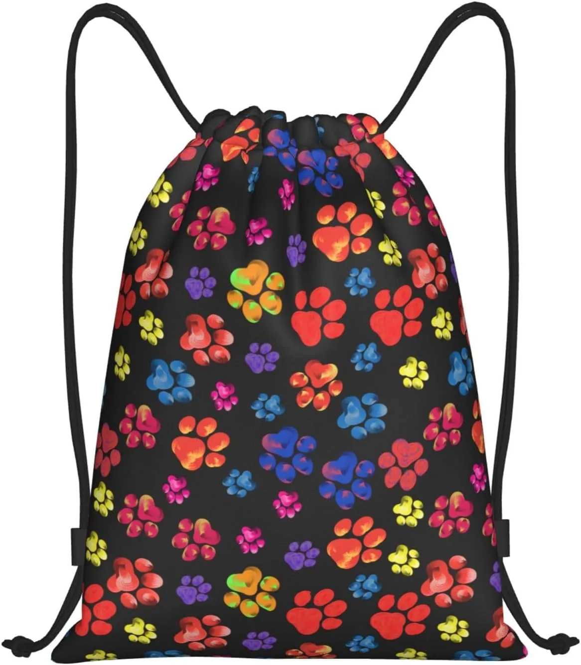 Cute Dog Paw Print Drawstring Backpack Adjustable Bag Sackpack Paws Bags for Gym Shopping Sport Yoga