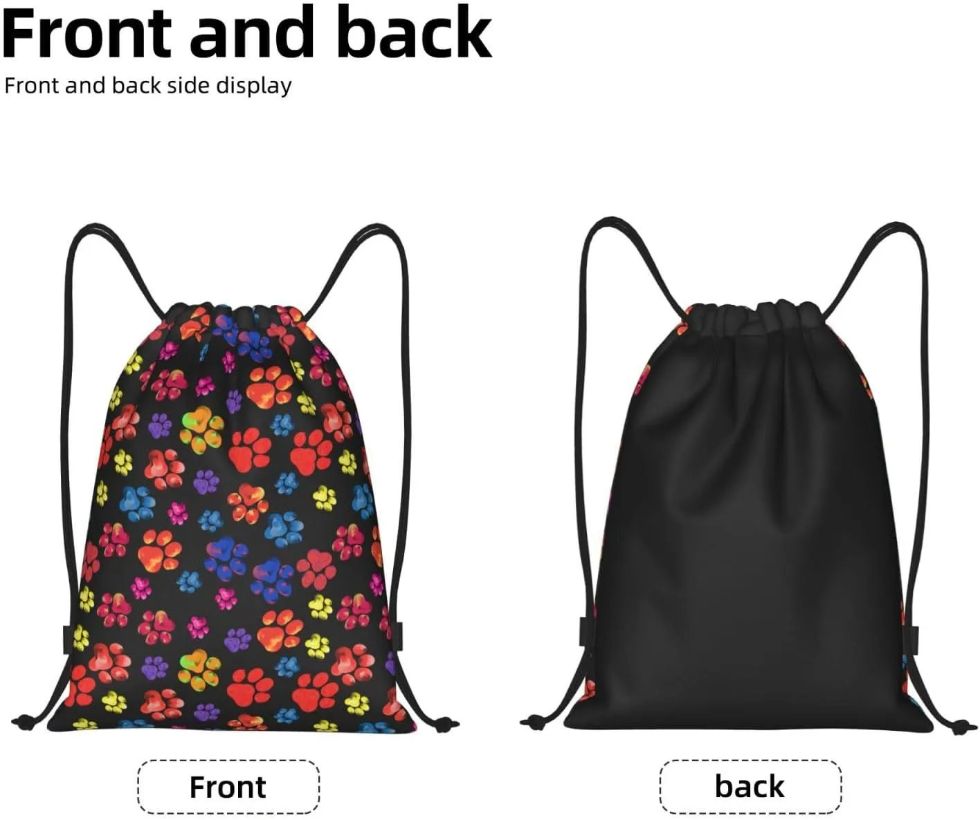 Cute Dog Paw Print Drawstring Backpack Adjustable Bag Sackpack Paws Bags for Gym Shopping Sport Yoga