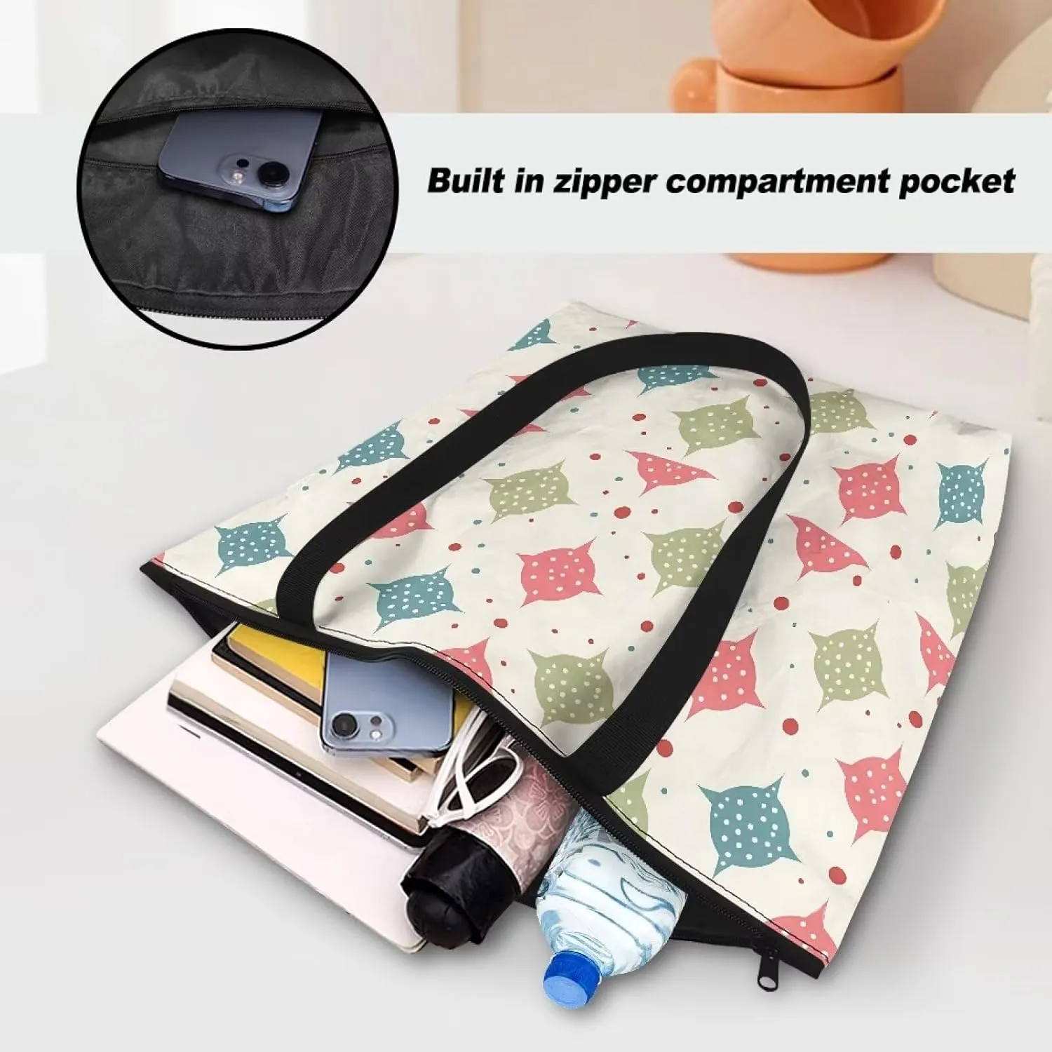 Cute Guient Pig Animal Women Tote Paper Bag Jamaica Flag Foldable Tote Bag, Abstract Art Large Work Commute Bags