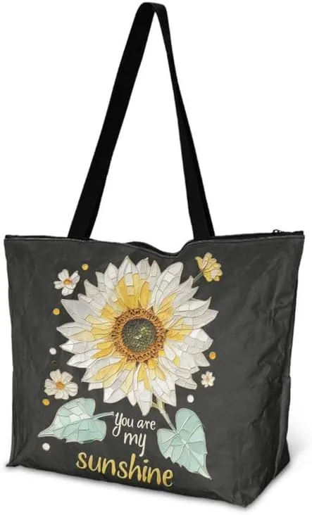 Daisy Flower Eco-Friendly Paper Tote Bag, French Bulldog Collie Dog Reusable Handbag Leopard Tote Bag for Women