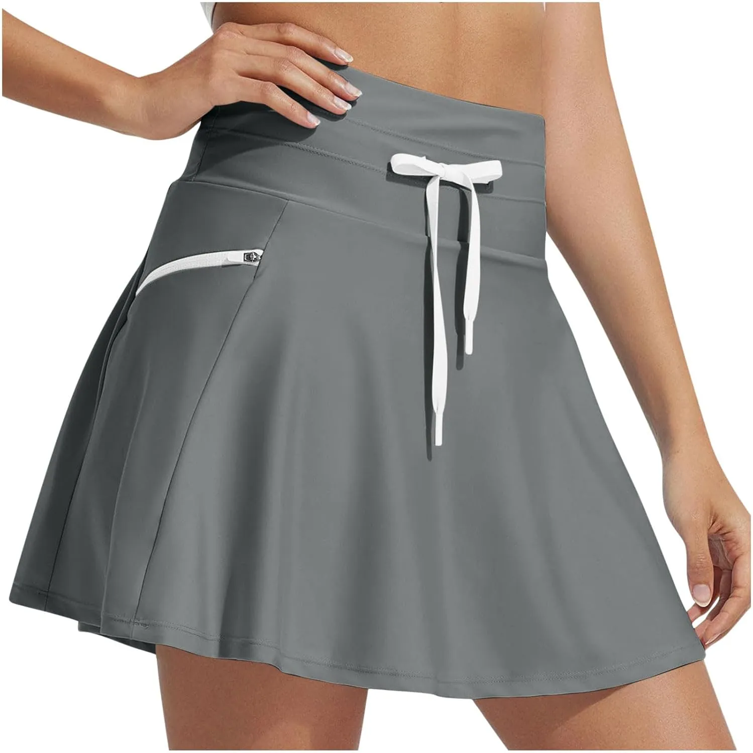 DDAPJ pyju Women's High Waisted Swim Skirt Tummy Control Tankini Swimsuit Skort Bathing Suit Bottoms with Zipper Pocket